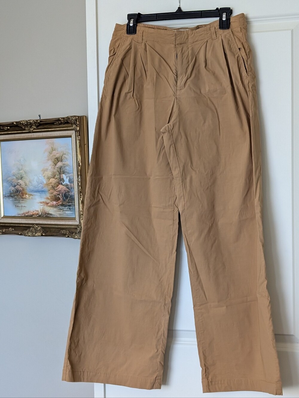 Anthropologie Pleated High-Rise Wide-Leg Utility Pants Tan 4
